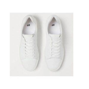 H&M White Faux Leather Sneakers - Size 8.5